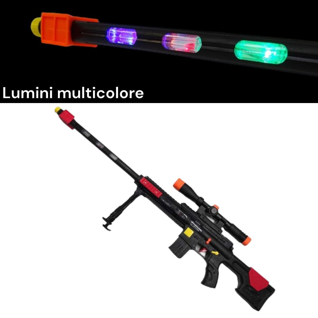 Pistol mitraliera de jucarie, kidsNplay, 83 cm, cu luneta si trepied, efecte sonore si luminoase, plastic - imagine 5